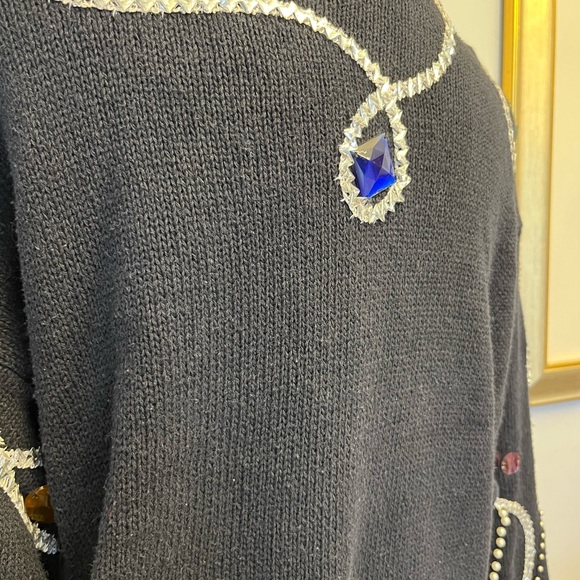 Vintage Ladies Bejewelled Sweater Oversized - Picture 6 of 13